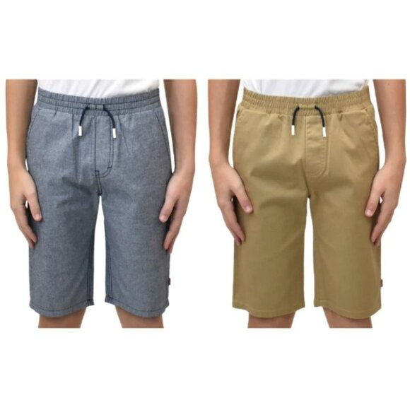 NWT Levi's Men's 2 Pack Slim Fit Pull On  Shorts w/Drawcord. Khaki & Blue. M/8 - Picture 1 of 9